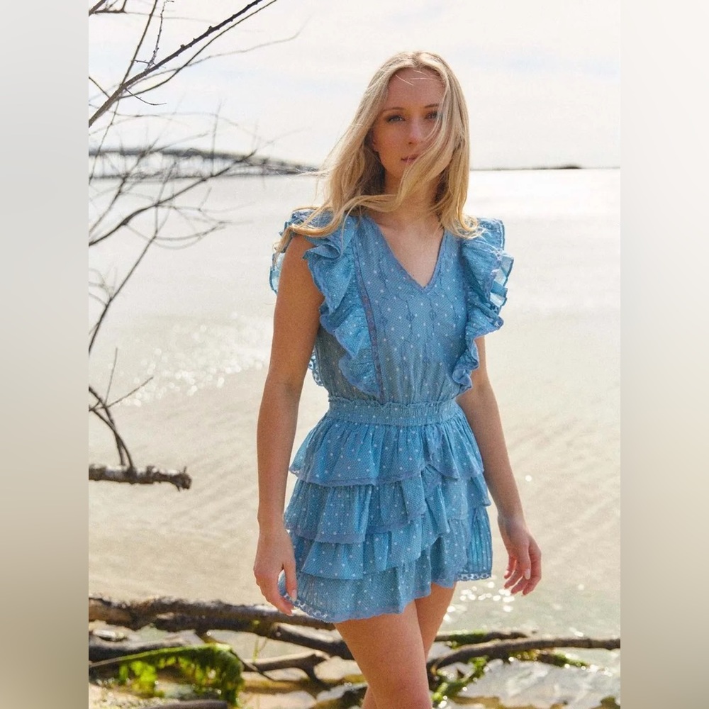 New LoveShackFancy Corelli Dress Blue Bonnet Size Medium